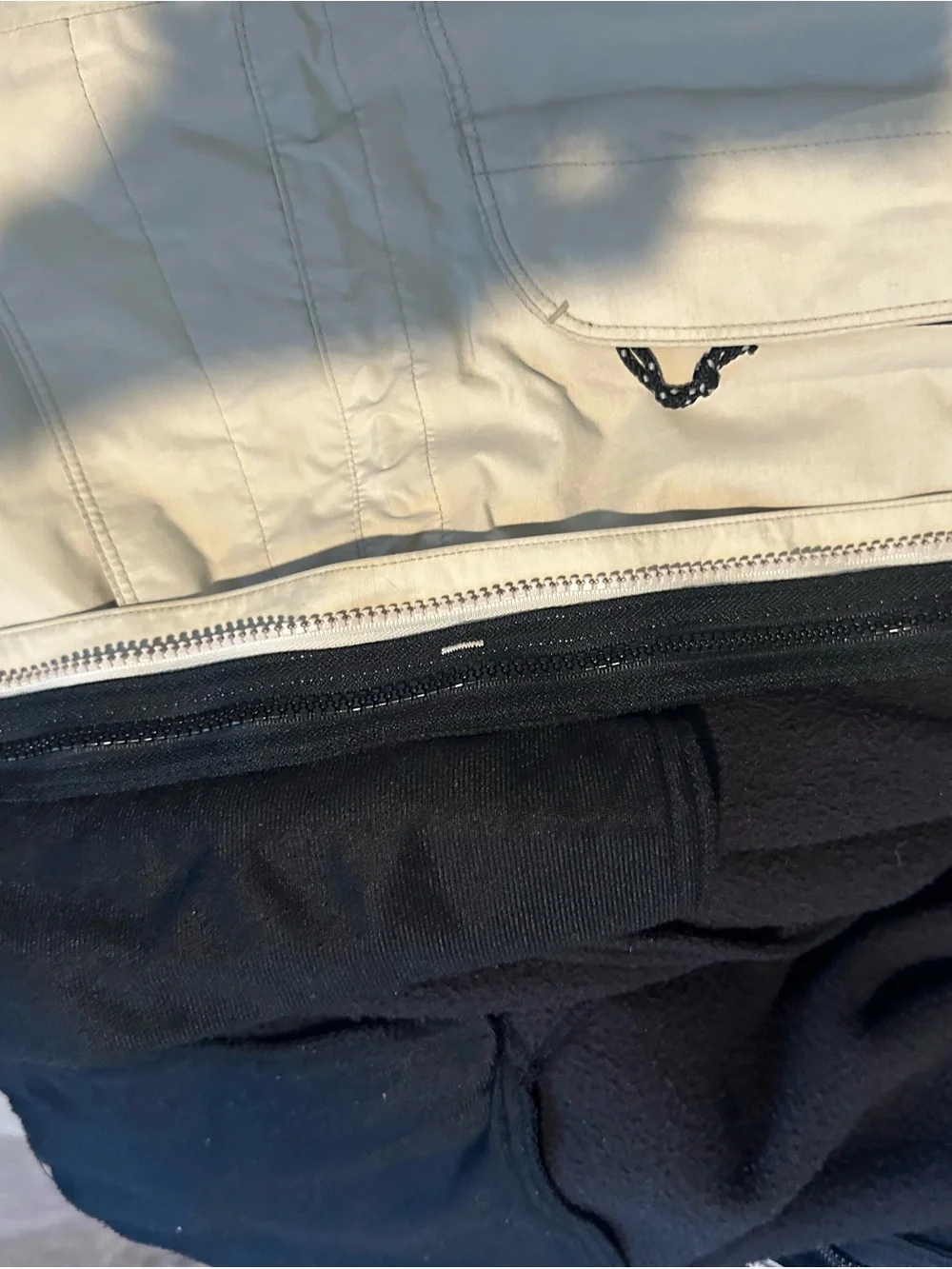 The North Face Beige and Black Hooded Rain Jacket
